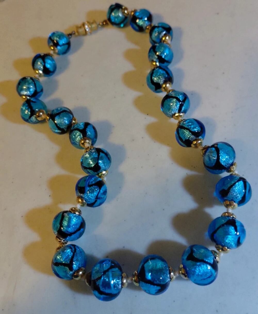 Vintage Murano Wedding Cake Glass Necklace